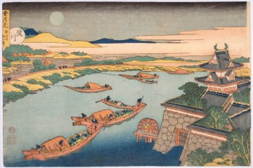  luna - yodo gawa de setsugekka luna de nieve y flores Katsushika Hokusai Ukiyoe